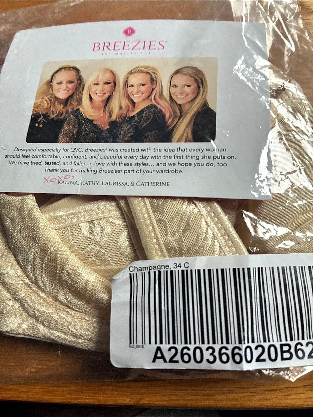 Breezies Champagne Lace Seamless Underwire Bra Underwire Bra Beige 34C NWT